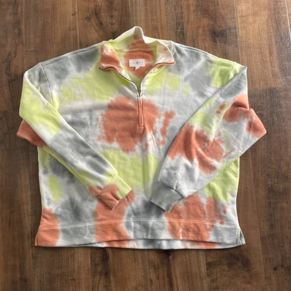 Lou & Grey Tie Dye Half Zip Pullover Sweatshirt Small Multicolor Cozy Soft